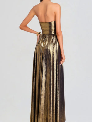 Slit Sleeveless Crimp Evening Dress Maxi Dresses