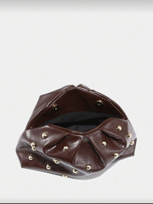 Studded Pleated Clutch Bag