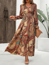 Floral Long Sleeve Square Collar Vacation And Leisure Maxi Dresses