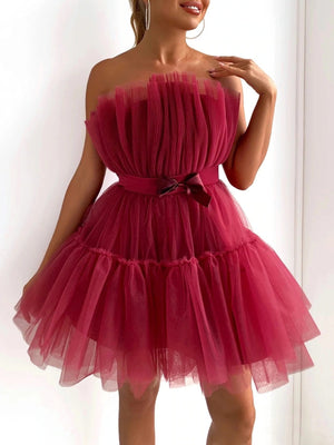Mesh Bow Tutu Mini&Short Dresses
