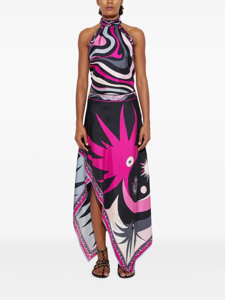 Halter Backless Jacket Printed Irregular Hem Skirts Set 2-piece Sets