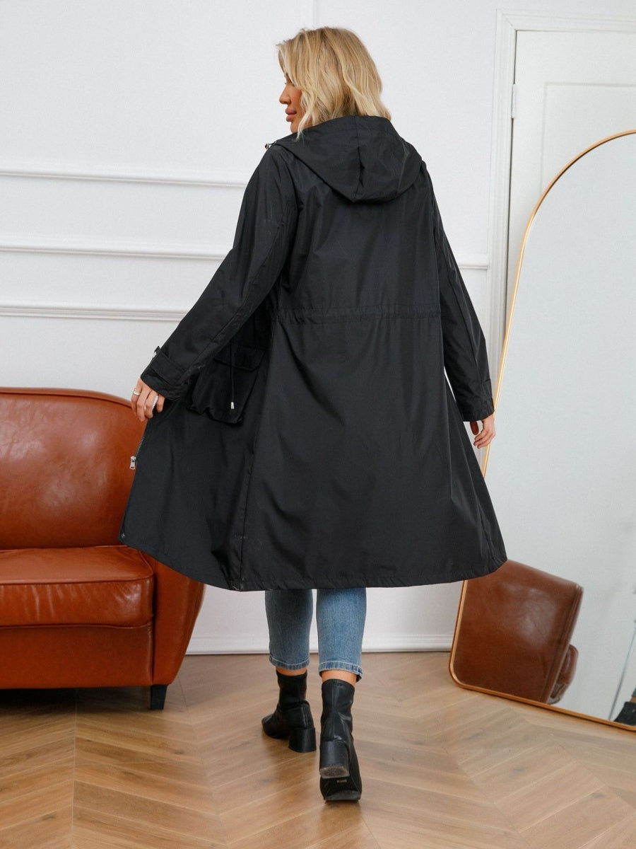 Leisure Water Proof Striped Lining Straight Zipper Hooded Jackets