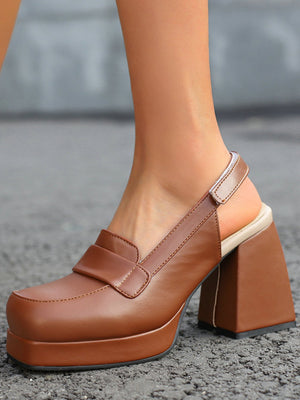 Platform Chunky Heels With Open Back