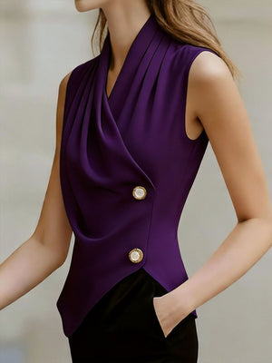 Kink Temperament Commuting Pleated Jacket Tank Tops