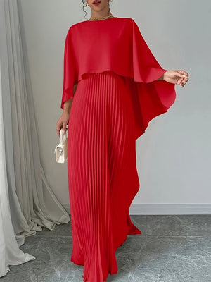 Cloak Batwing Sleeves Crimp Temperament Grace Maxi Dresses