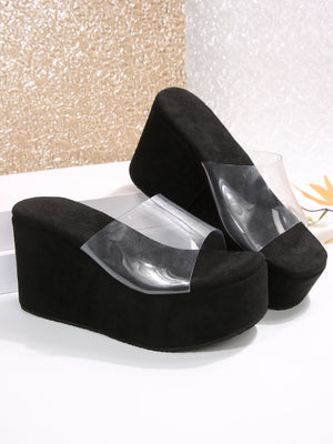 Transparent PVC Wedge Platform Sandals