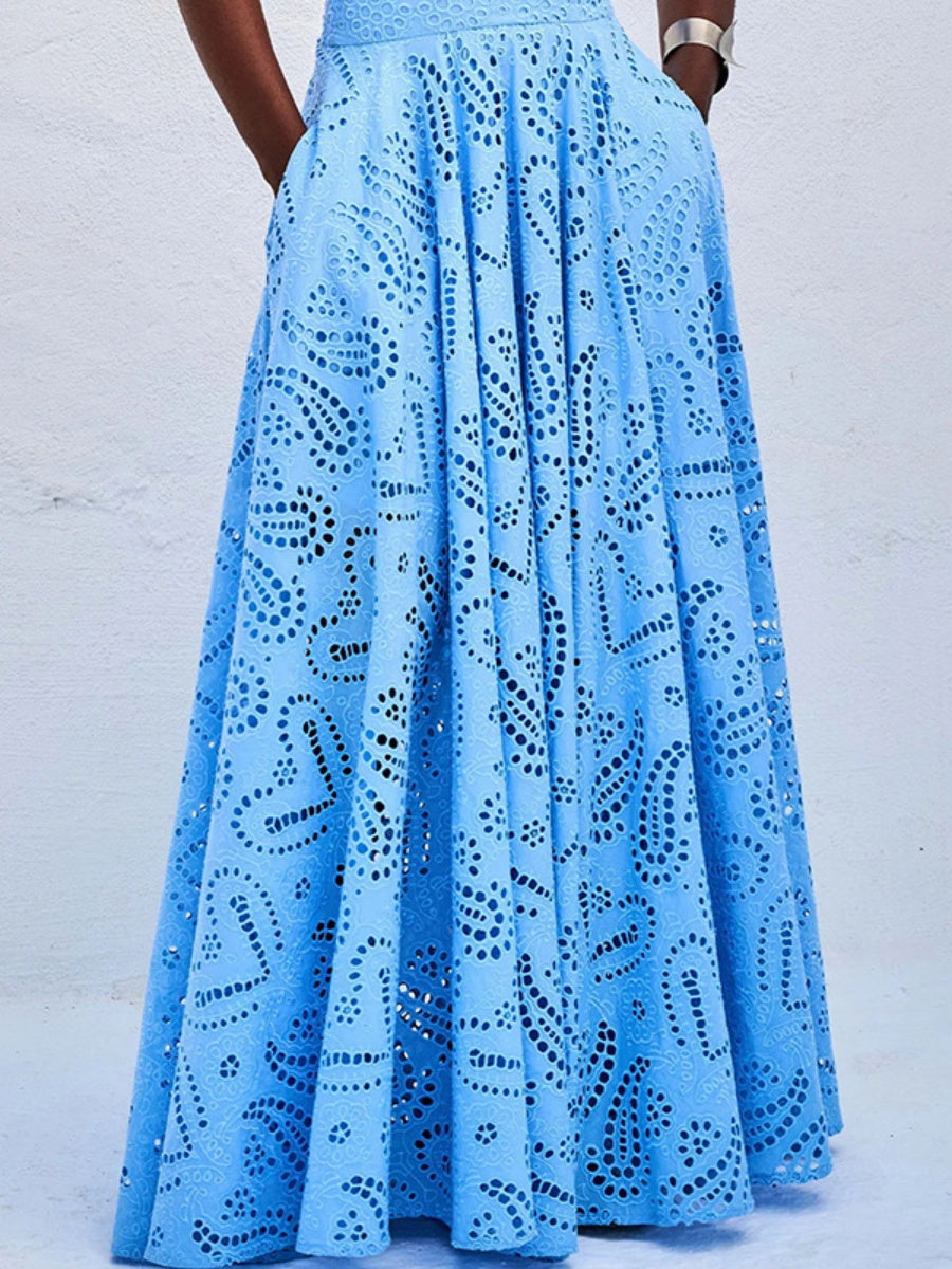 Applique Tank Tops Skirt Vacation Reunion 2-piece Sets