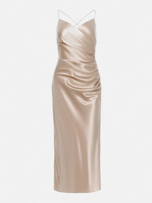 Sexy Backless Slit Halter Midi Dress