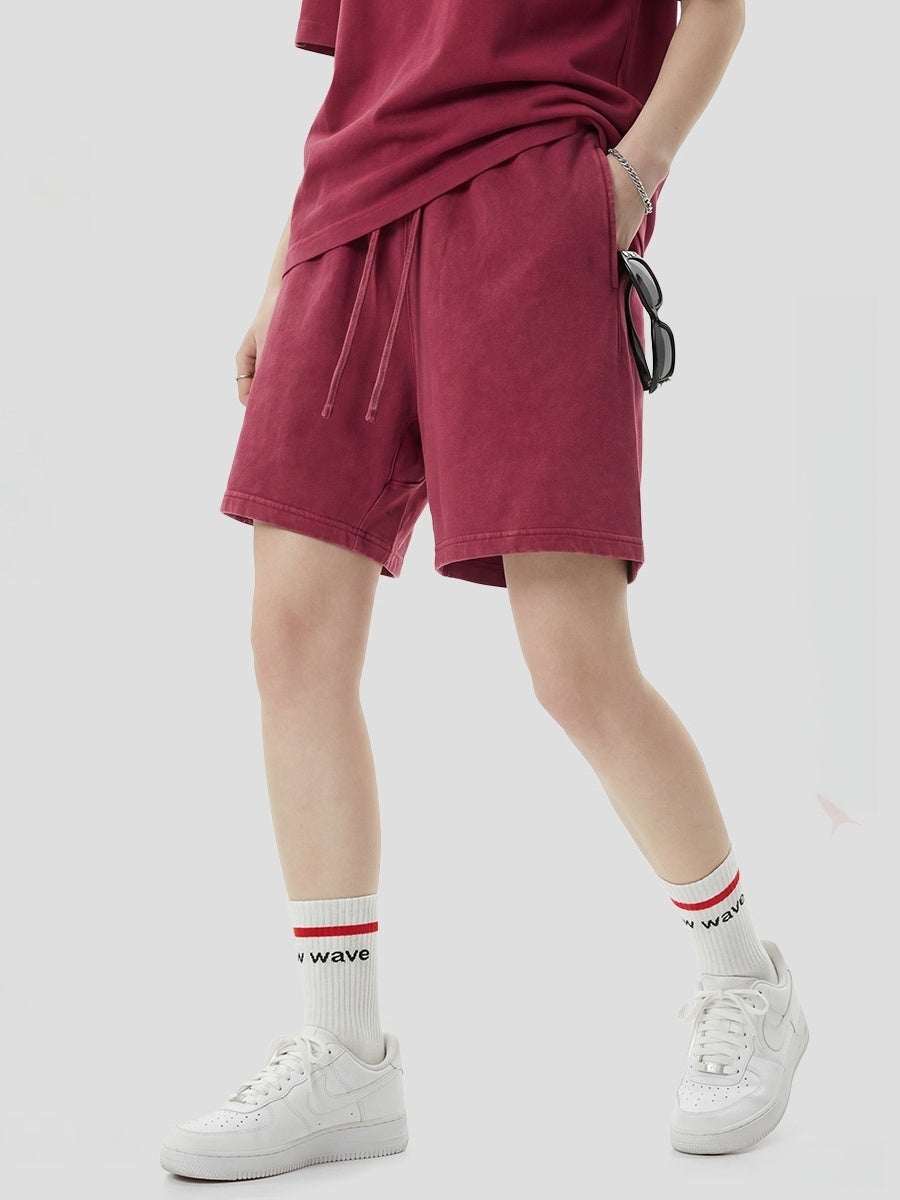 Leisure Washing Water Fade Loose-fit Five Points Shorts