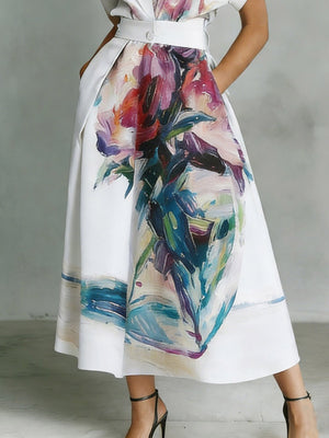 Temperament Shirt Dress Printed Vacation Midi Dresses