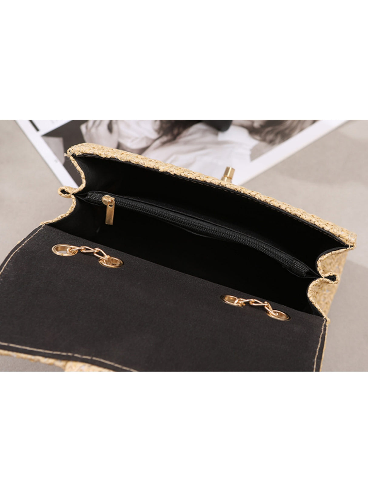 Solid Color Straw Crossbody Bag For Vacation