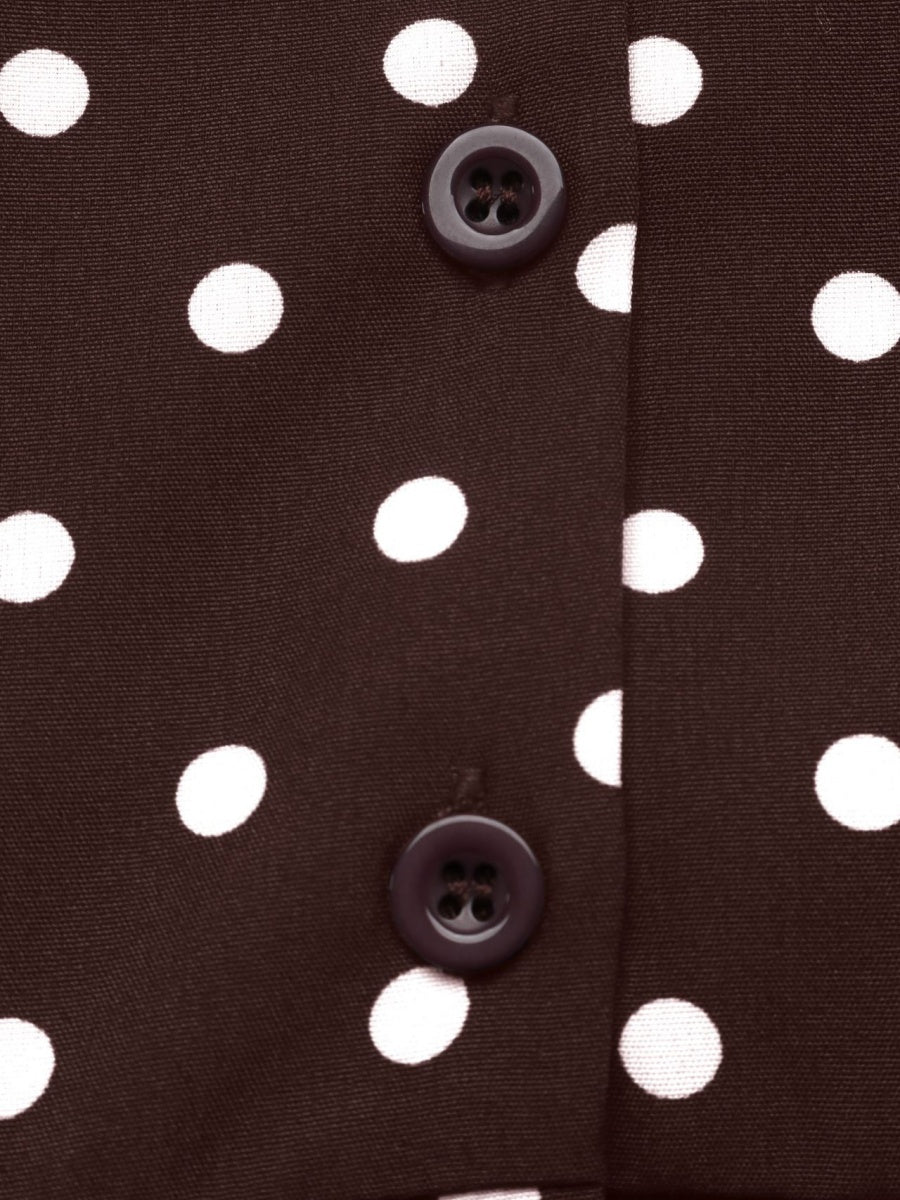 Lace-up Buttons Polka Dots Coats