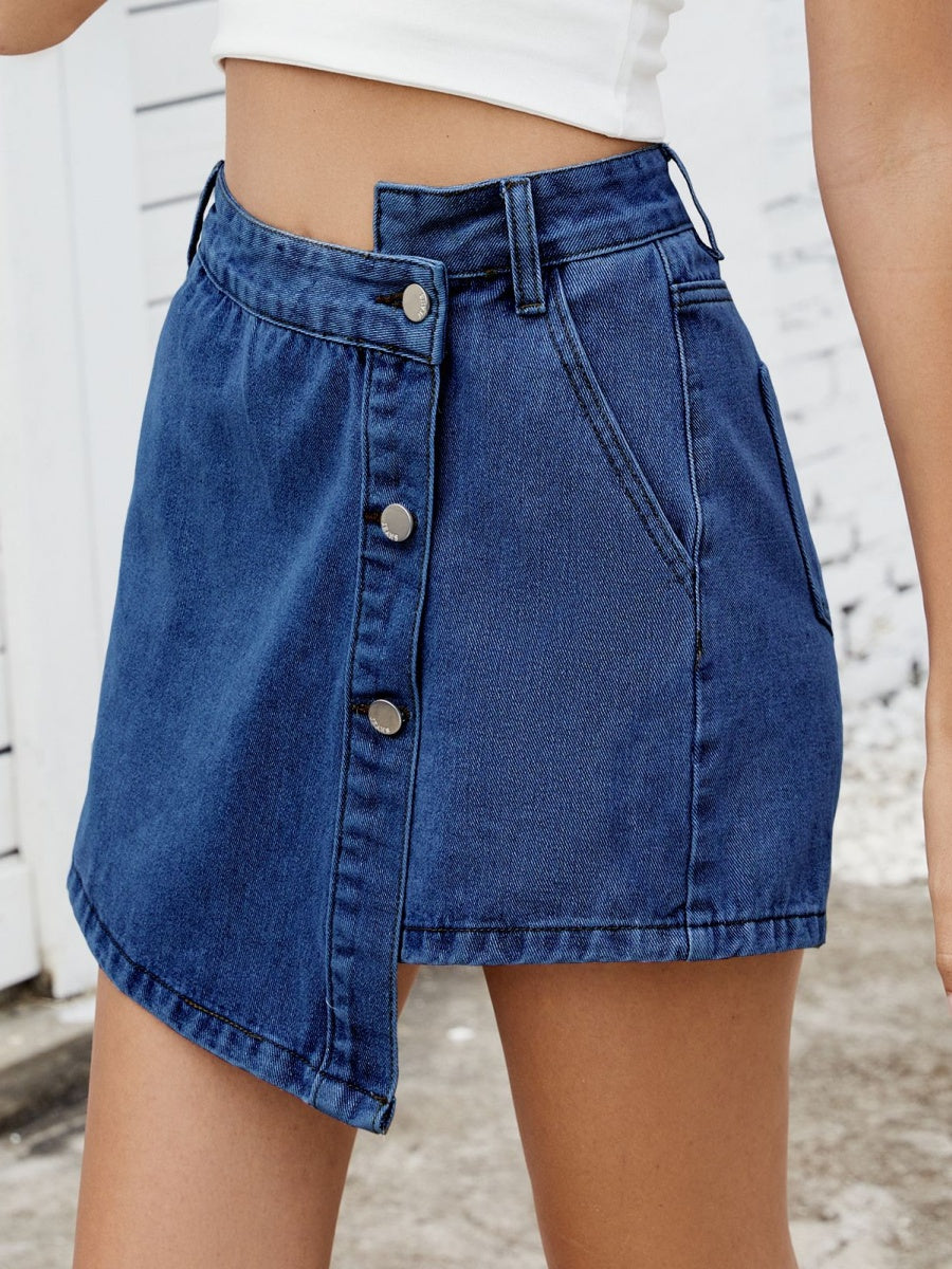 Buttons Irregular Design Denim Skirts