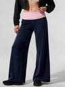 Color-blocked Casual Flared Trousers