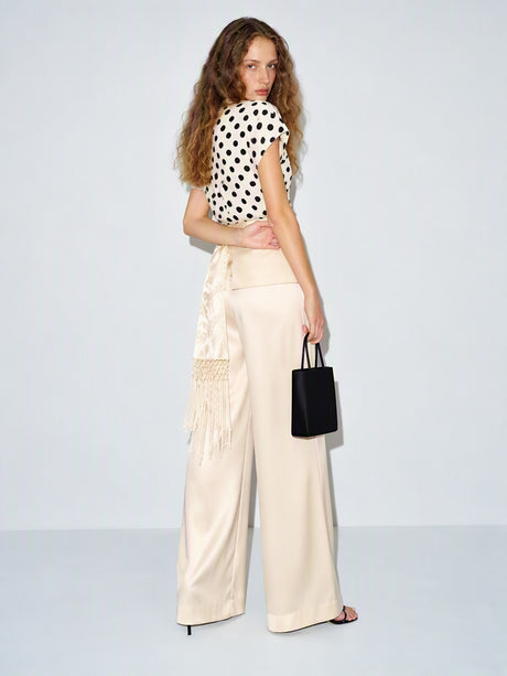 Flying Sleeves Commuting Bow Polka Dots Chiffon Blouse