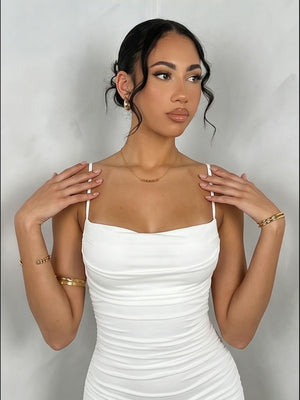 Pleated Hip-hugging Backless Parties Mini&Short Dresses