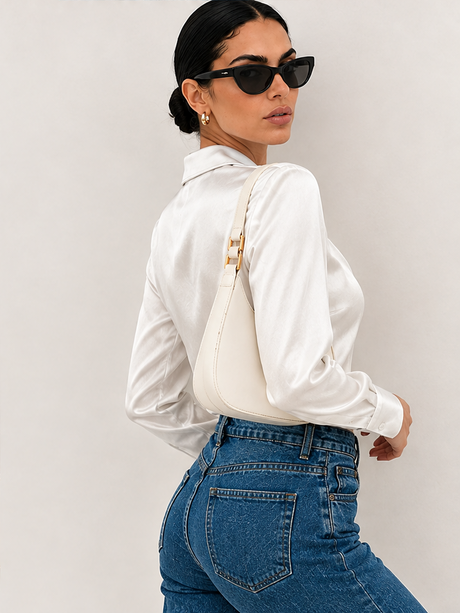 Satin Dangling Simple Long Sleeves Blouse