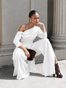 Sloping Shoulders Asymmetrical High Waist Slit Jumpsuits