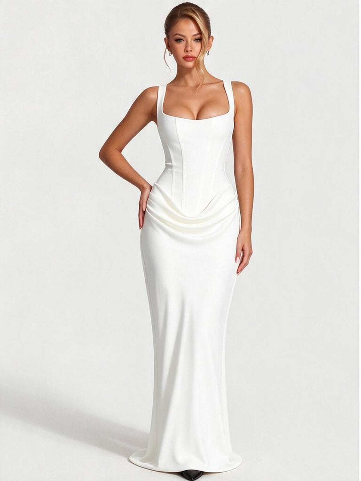 Sexy Pleated Halter-neck Fishtail Design Elegant Strapless Bodycon Dress