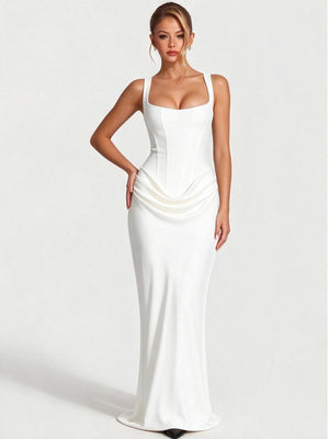 Sexy Pleated Halter-neck Fishtail Design Elegant Strapless Bodycon Dress