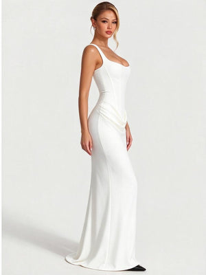 Sexy Pleated Halter-neck Fishtail Design Elegant Strapless Bodycon Dress