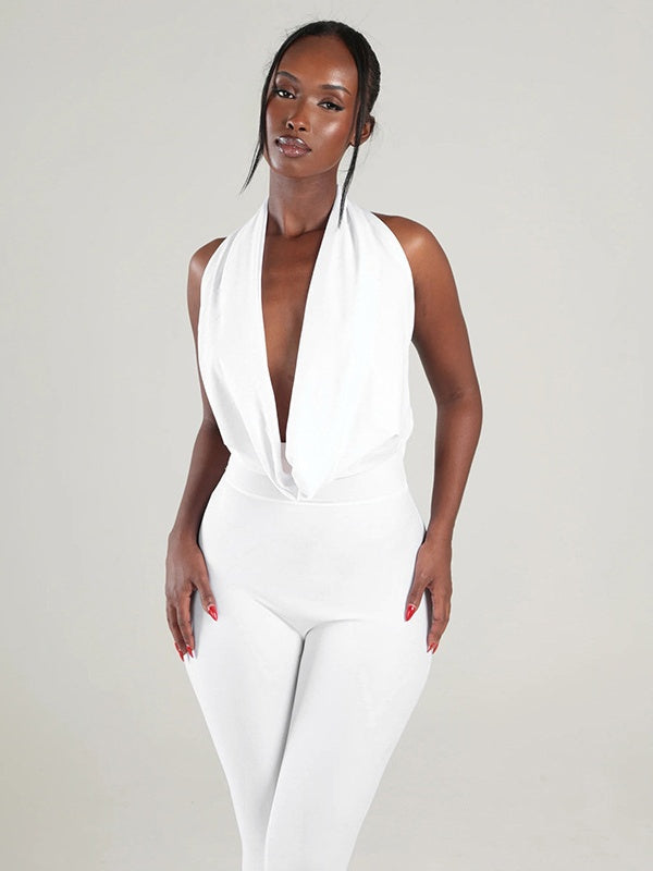 A-line, Backless, Drawstring Bodysuit