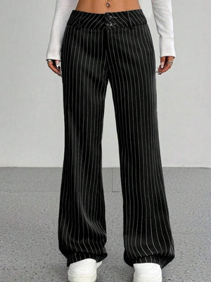 Slim Fit Stripes Trumpet Pants