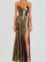 Slit Sleeveless Crimp Evening Dress Maxi Dresses