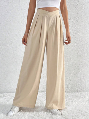 Pleated Casual Wide-Leg Trousers
