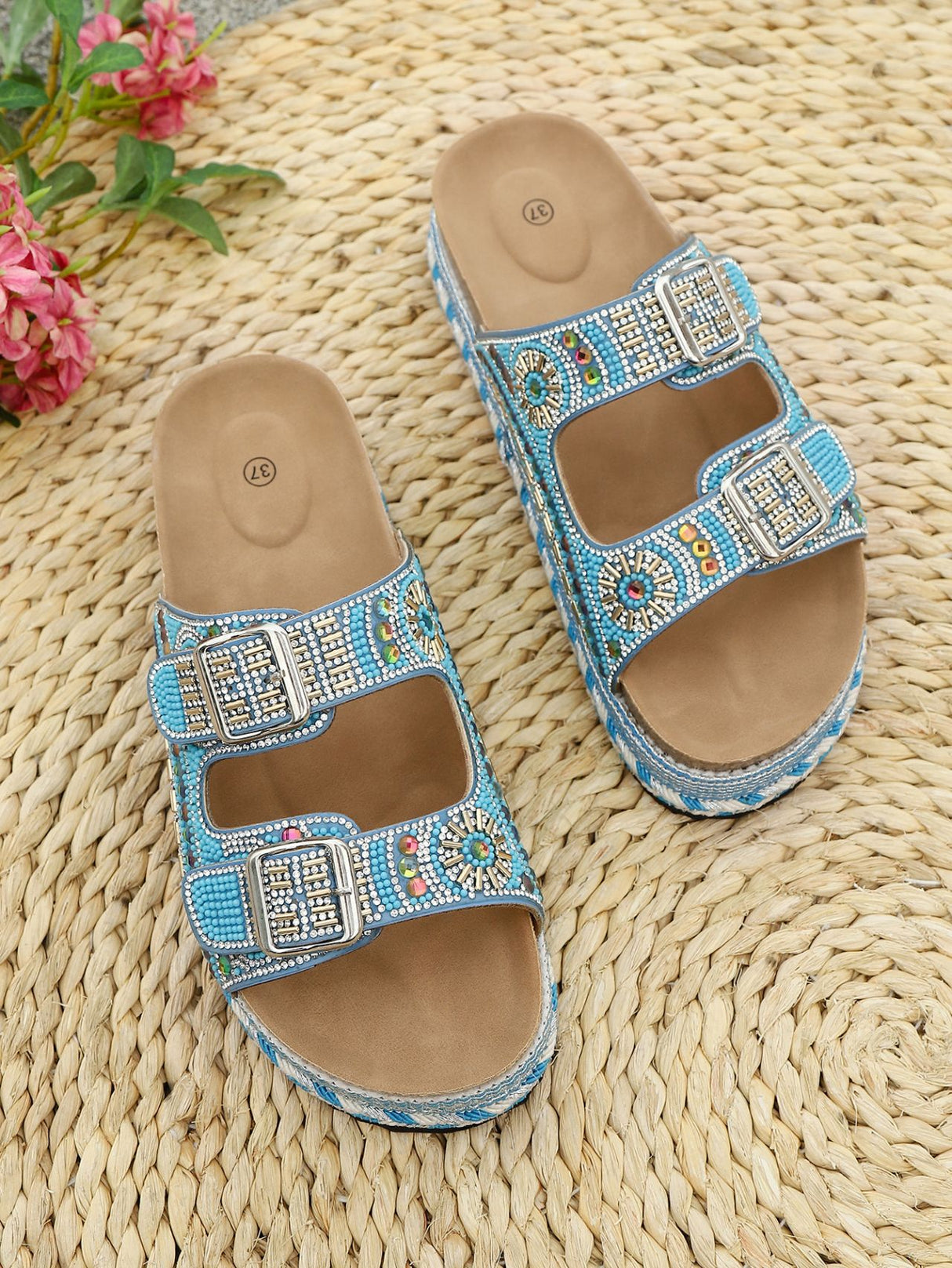 Colorful Rhinestone Platform Sandals