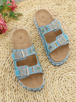 Colorful Rhinestone Platform Sandals