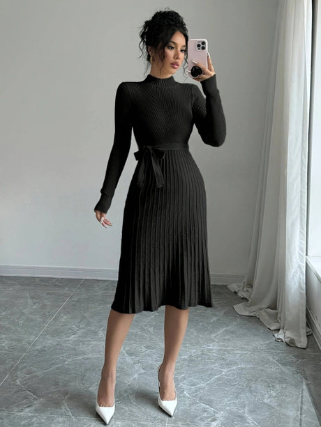 Bandage Slim-fit Knitting Midi Dresses
