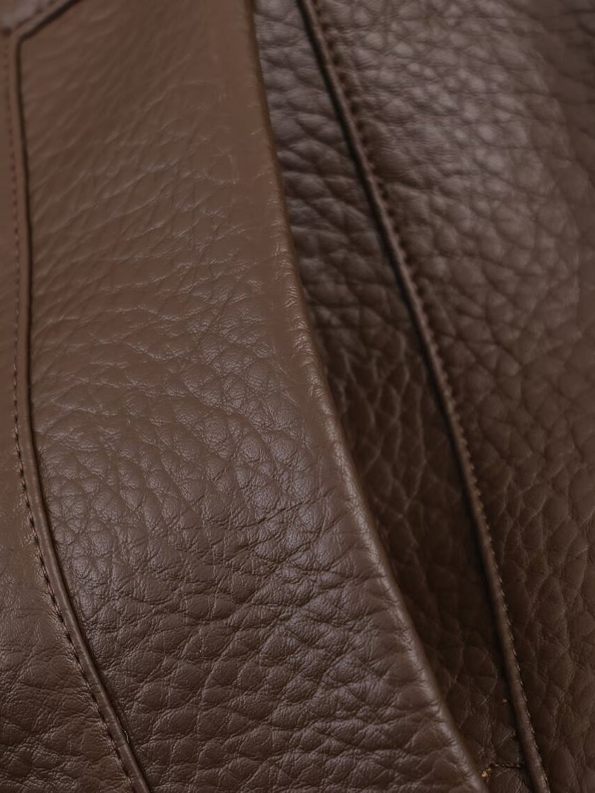 Pocket Stand-up Collar Faux Leather Jacket