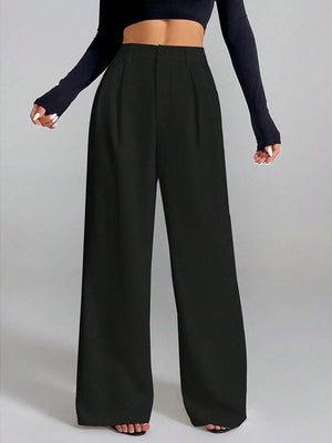 Solid Color Loose Button-down Suit Trousers