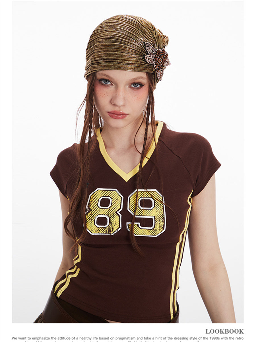 Liber Summer Women's Contrasting colors Letters/Numbers/Words T-shirts