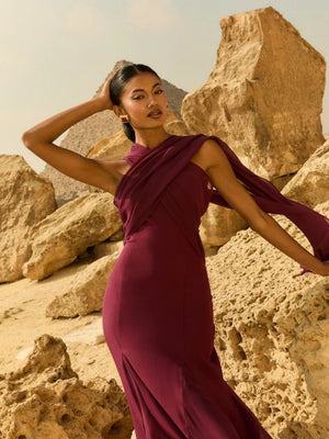 Ribbon Chiffon Solid Color Formal Dress Maxi Dresses