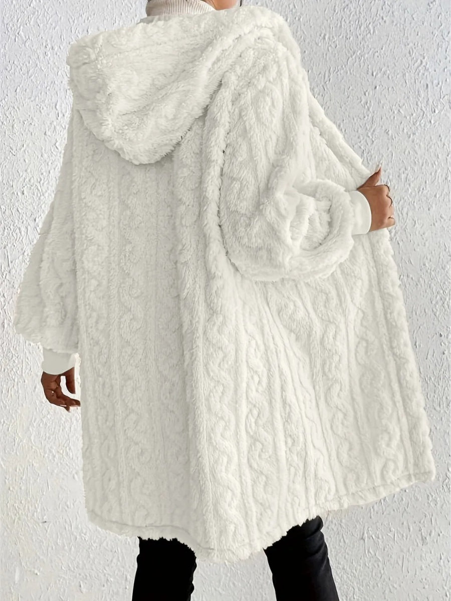 Solid Color Long-sleeved Hooded Loose Plush Jackets