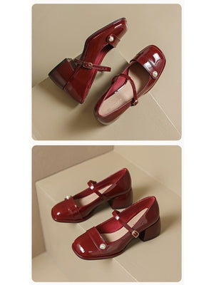 Liber Spring and Autumn Pearl Women's Mary Jane Shoes