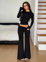 Long-sleeved Crew Neck T-shirt And Trousers Two-piece Set