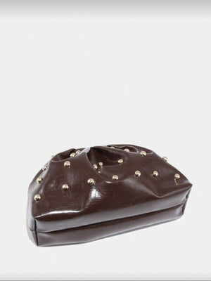 Studded Pleated Clutch Bag