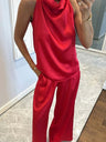 Swing Collar Sleeveless Top Straight-leg Trousers Set 2-piece Sets