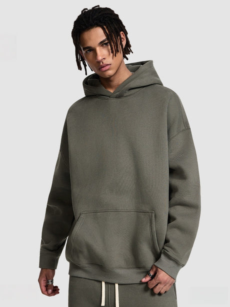 Solid Color All-match Plush Loose Hooded Hoodie Set