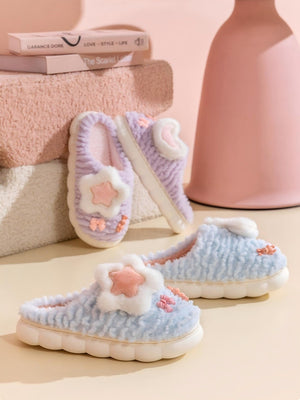 Colorblock Floral Slippers