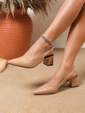 Pointed-toe Open-back Chunky Heels