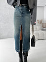 High Waist Slit Washing Slim Fit Hip Mid-length Cowboy Skirts