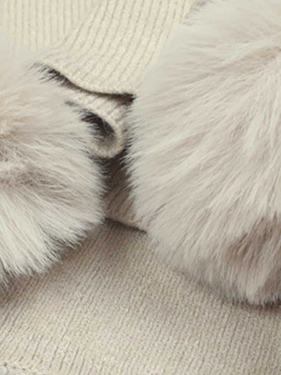 Solid Color Fluff Ball Cloak Shawl Cardigans