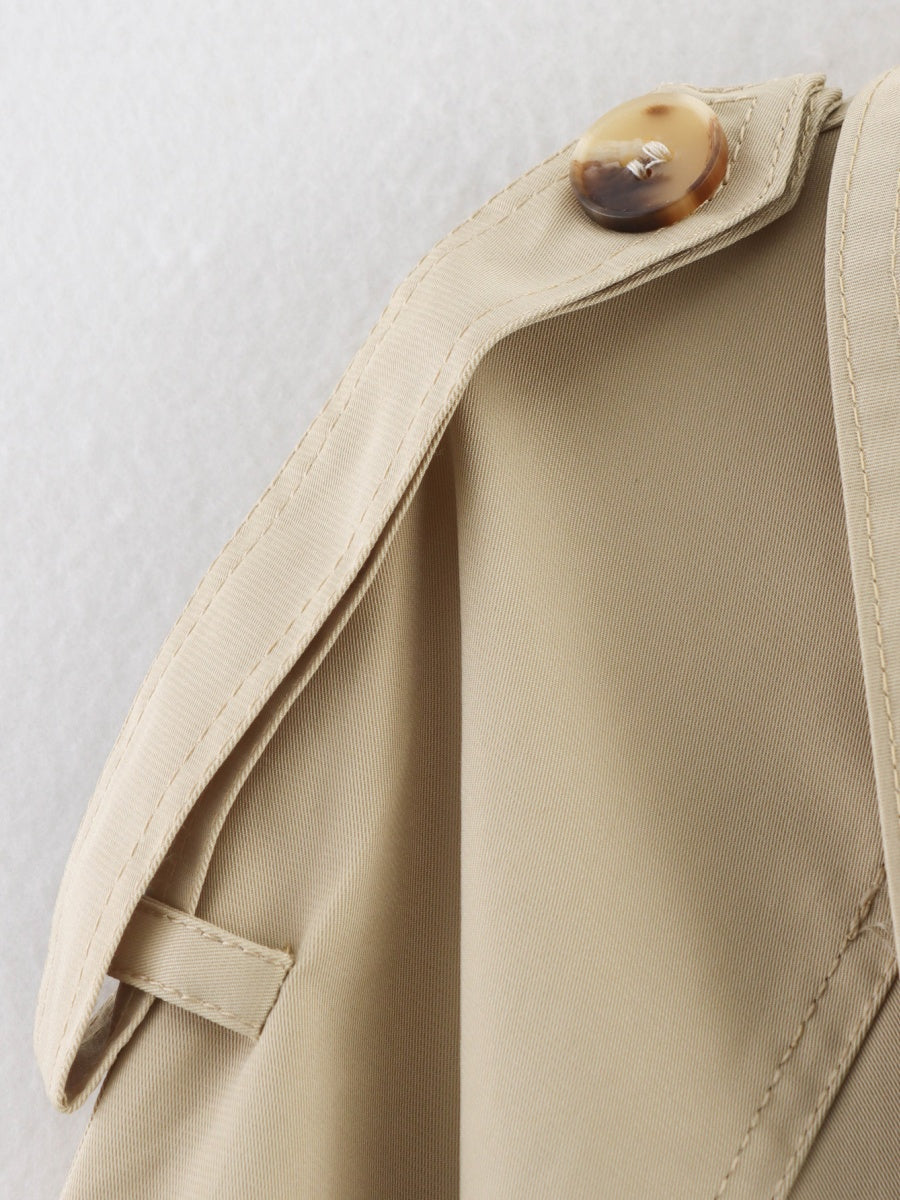 Belt Turtleneck Khaki Slim Fit Short Trench Coats