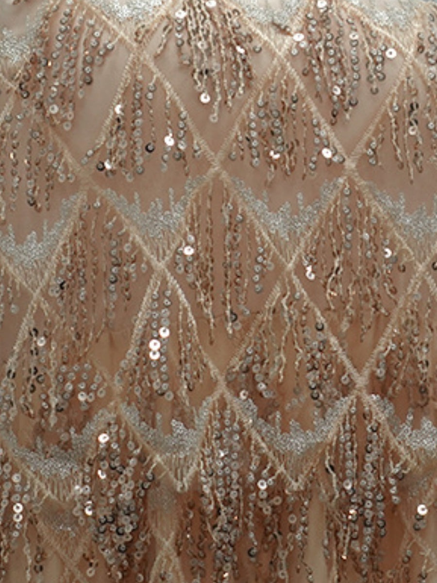 Quasten und Pailletten, schräge Schultern, Partykleider, Mini- und kurze Kleider