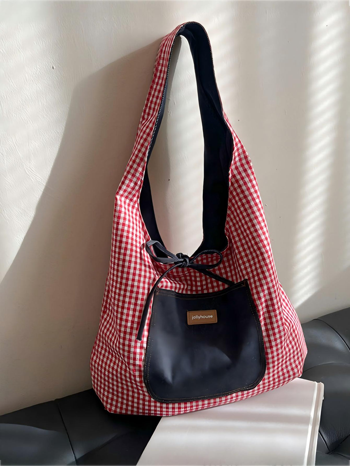 Denim Plaid Reversible Versatile Commuter Shoulder Bag
