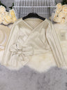V-neck Long Sleeve Side Straps Silk Chiffon Blouse